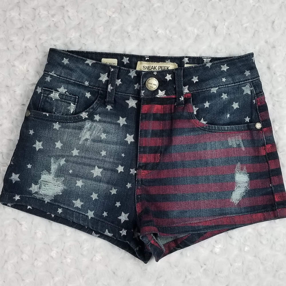 Sneak Peek Denim High Waist Shorts Jr S Patriotic